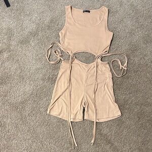 SHEIN Beige Cutout Sleeveless Romper NEVER WORN!!!!